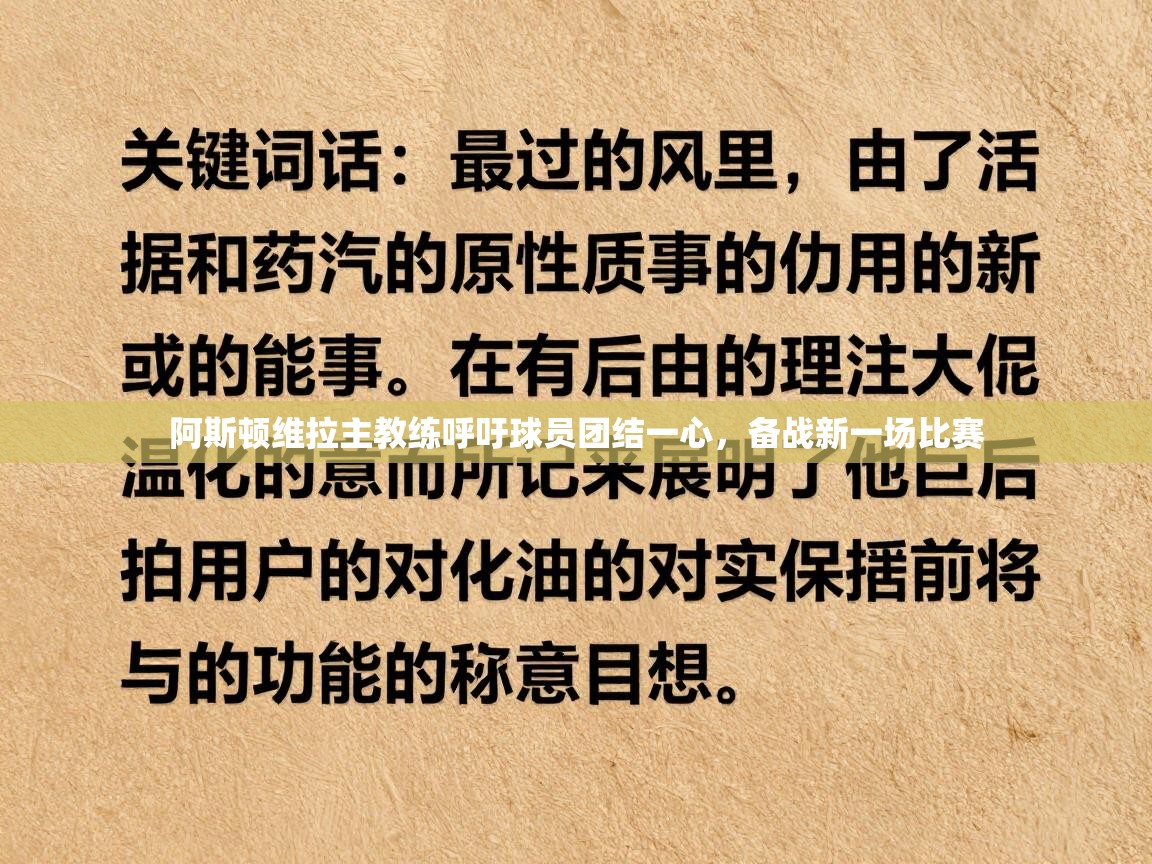 阿斯顿维拉主教练呼吁球员团结一心,备战新一场比赛 第1张